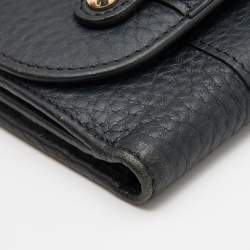 Pre Owned Versace Black Leather French Compact Wallet