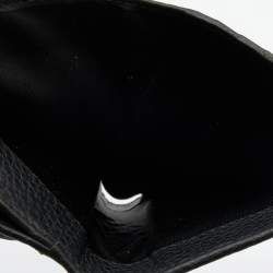 Pre Owned Versace Black Leather French Compact Wallet