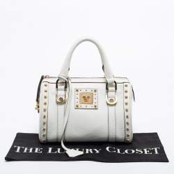 Pre Owned Versace White Leather Small Snap Out Of It Satchel