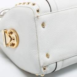 Pre Owned Versace White Leather Small Snap Out Of It Satchel