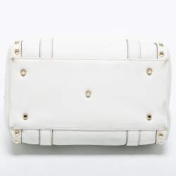 Pre Owned Versace White Leather Small Snap Out Of It Satchel