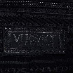 Pre Owned Versace Black Leather Vintage Sun Vanity Box Trunk Handle Bag