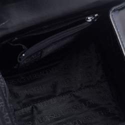 Pre Owned Versace Black Leather Vintage Sun Vanity Box Trunk Handle Bag