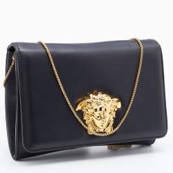 مملوكة مسبقًا Versace Black Leather Medusa Palazzo Shoulder Bag