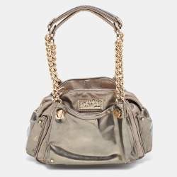Versace Metallic Patent Leather Chain Link Satchel