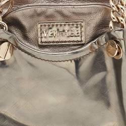 Versace Metallic Patent Leather Chain Link Satchel