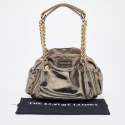 Versace Metallic Patent Leather Chain Link Satchel