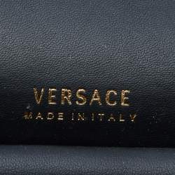 Versace Black Leather Small Virtus Flap Top Handle Bag