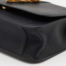 Versace Black Leather Small Virtus Flap Top Handle Bag