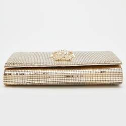 Pre Owned Versace Metallic Gold Metal Mesh Palazzo Medusa Chain Clutch