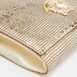 Pre Owned Versace Metallic Gold Metal Mesh Palazzo Medusa Chain Clutch