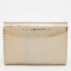 Pre Owned Versace Metallic Gold Metal Mesh Palazzo Medusa Chain Clutch