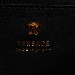 Versace Black/Yellow Baroque Print Leather Palazzo Empire Satchel
