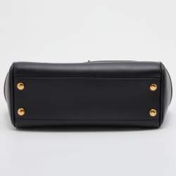 Versace Black/Yellow Baroque Print Leather Palazzo Empire Satchel