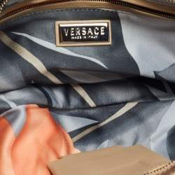 Versace Beige Croc Embossed and Patent Leather Cut Out Chain Hobo