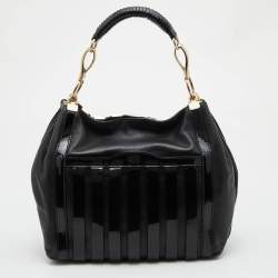 Versace Black Patent and Leather Hobo
