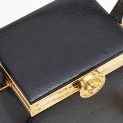 Pre Owned Versace Black Leather Tribute Vanity Case Bag