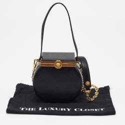 Pre Owned Versace Black Leather Tribute Vanity Case Bag