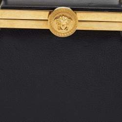 Pre Owned Versace Black Leather Tribute Vanity Case Bag