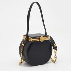 Pre Owned Versace Black Leather Tribute Vanity Case Bag