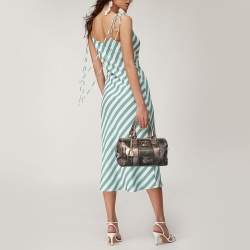 Versace Metallic Coated Fabric and Leather Snap Out Of It Satchel