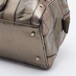 Versace Metallic Coated Fabric and Leather Snap Out Of It Satchel