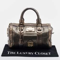 Versace Metallic Coated Fabric and Leather Snap Out Of It Satchel