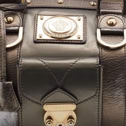 Versace Metallic Coated Fabric and Leather Snap Out Of It Satchel