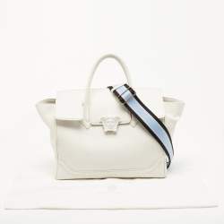 Pre Owned Versace White Leather Medusa Palazzo Empire Tote 