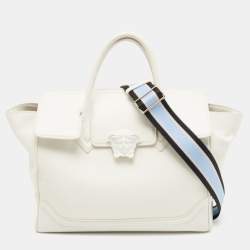 Pre Owned Versace White Leather Medusa Palazzo Empire Tote 