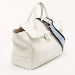 Pre Owned Versace White Leather Medusa Palazzo Empire Tote 