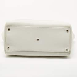 Pre Owned Versace White Leather Medusa Palazzo Empire Tote 