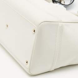 Pre Owned Versace White Leather Medusa Palazzo Empire Tote 