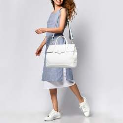 Pre Owned Versace White Leather Medusa Palazzo Empire Tote 