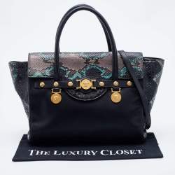 Versace Multcolor Leather and Python Medusa Medallion Tote