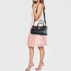 Pre Owned Versace Black Leather Donna Palazzo Tote