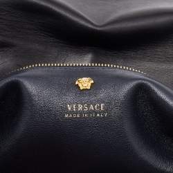 Pre Owned Versace Black Leather Donna Palazzo Tote