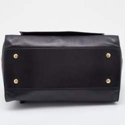 Pre Owned Versace Black Leather Donna Palazzo Tote