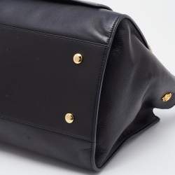 Pre Owned Versace Black Leather Donna Palazzo Tote