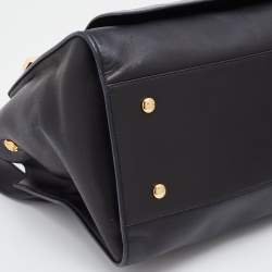 Pre Owned Versace Black Leather Donna Palazzo Tote