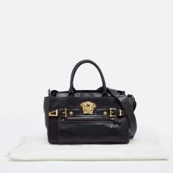 Pre Owned Versace Black Leather Donna Palazzo Tote