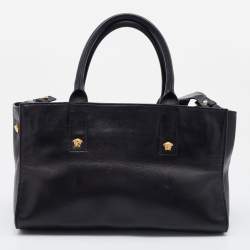 Pre Owned Versace Black Leather Donna Palazzo Tote