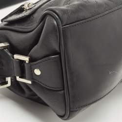 Pre Owned Versace Black Embossed Leather Front Pocket Baguette Bag