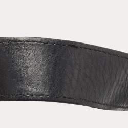 Pre Owned Versace Black Embossed Leather Front Pocket Baguette Bag