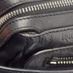 Pre Owned Versace Black Embossed Leather Front Pocket Baguette Bag