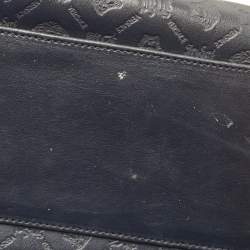 Pre Owned Versace Black Embossed Leather Front Pocket Baguette Bag
