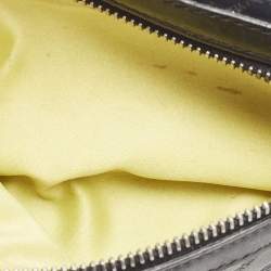 Pre Owned Versace Black Embossed Leather Front Pocket Baguette Bag