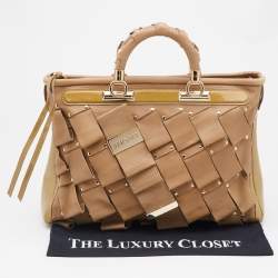Pre Owned Versace Beige Patent and Leather Vanitas Tote