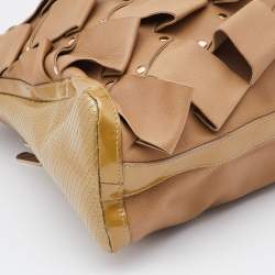 Pre Owned Versace Beige Patent and Leather Vanitas Tote