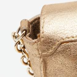 Pre Owned Versace Gold Shimmer Suede Medusa Crossbody Bag